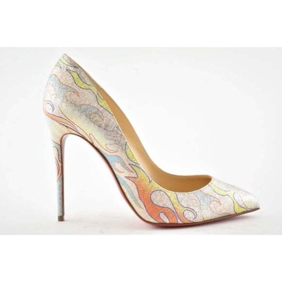 Christian Louboutin Pigalle Follies 100 Lurex Flame Orange Red Heel Pump 37.5 - Picture 2 of 12